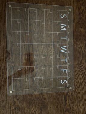 Acrylic Monthly Wall Calendar - Clear with White Lettering